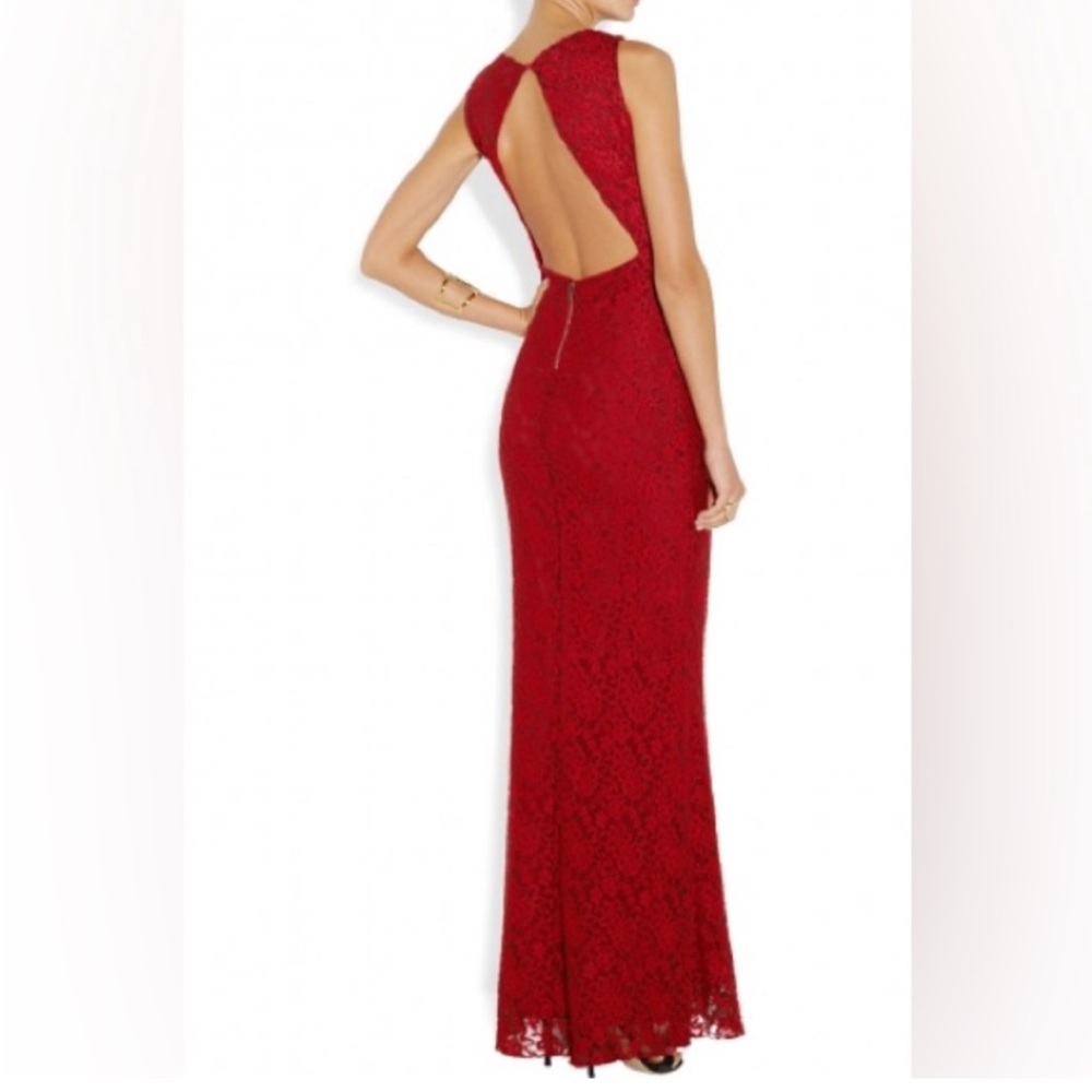 Alice + Olivia Crimson Lace Maxi Dress